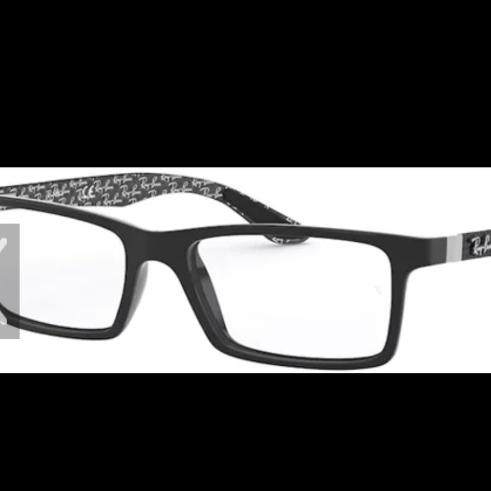 Ray-Ban RB 8901 63-17 145 Black Carbon Fiber Frame Eyeglasses W/ Case & Clothe